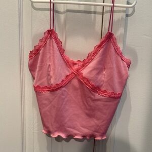 SHEIN Pink Lace Trim Chemise. Size small